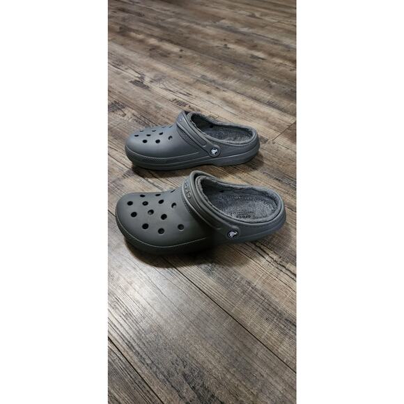 Crocs Classic Lined Grey Clog Size M 7 W 9. Pre-owned Box38 - Picture 3 of 9